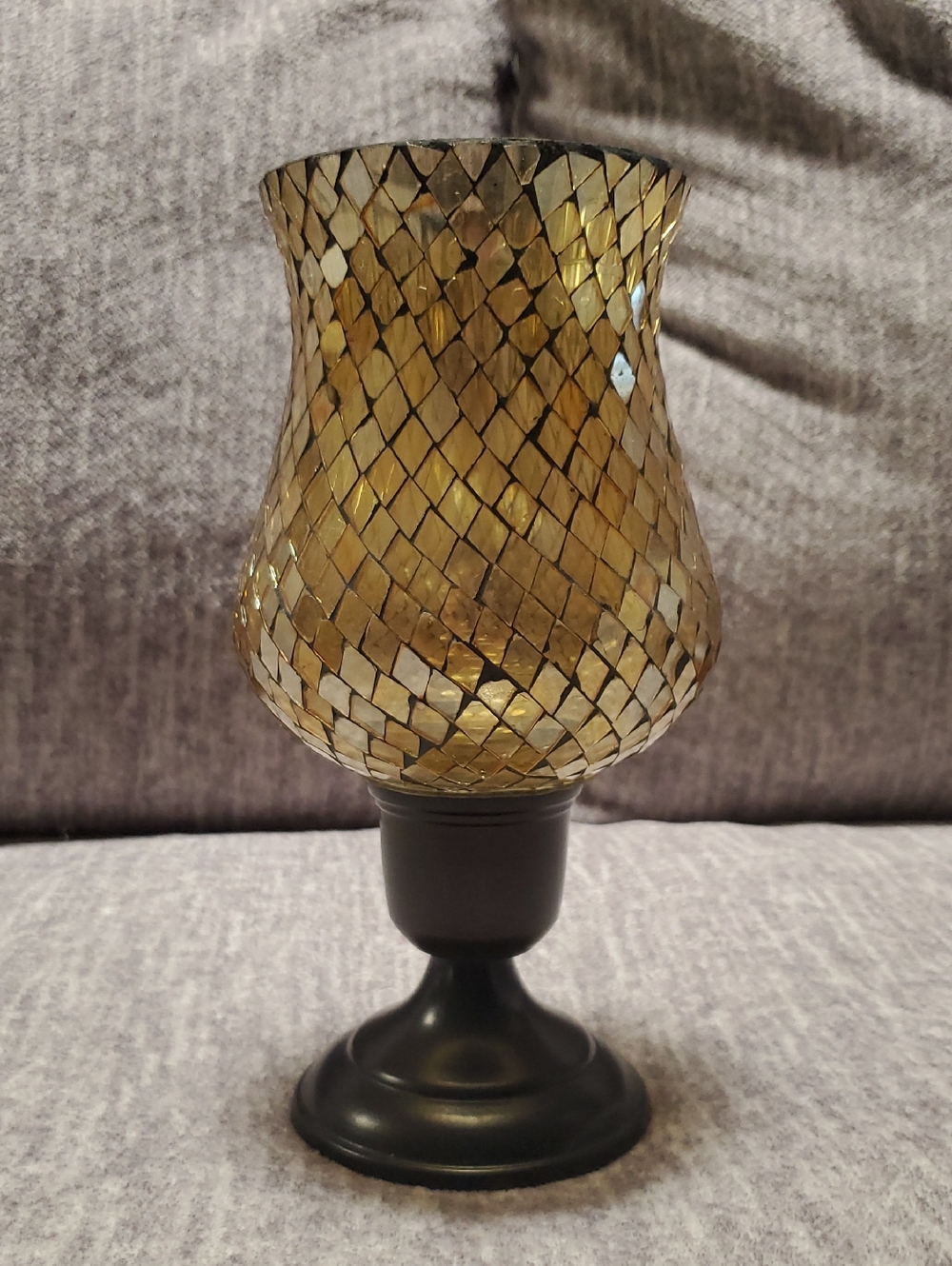 Gold Mosaic Glass Hurricane Candle Holder - Home Accents